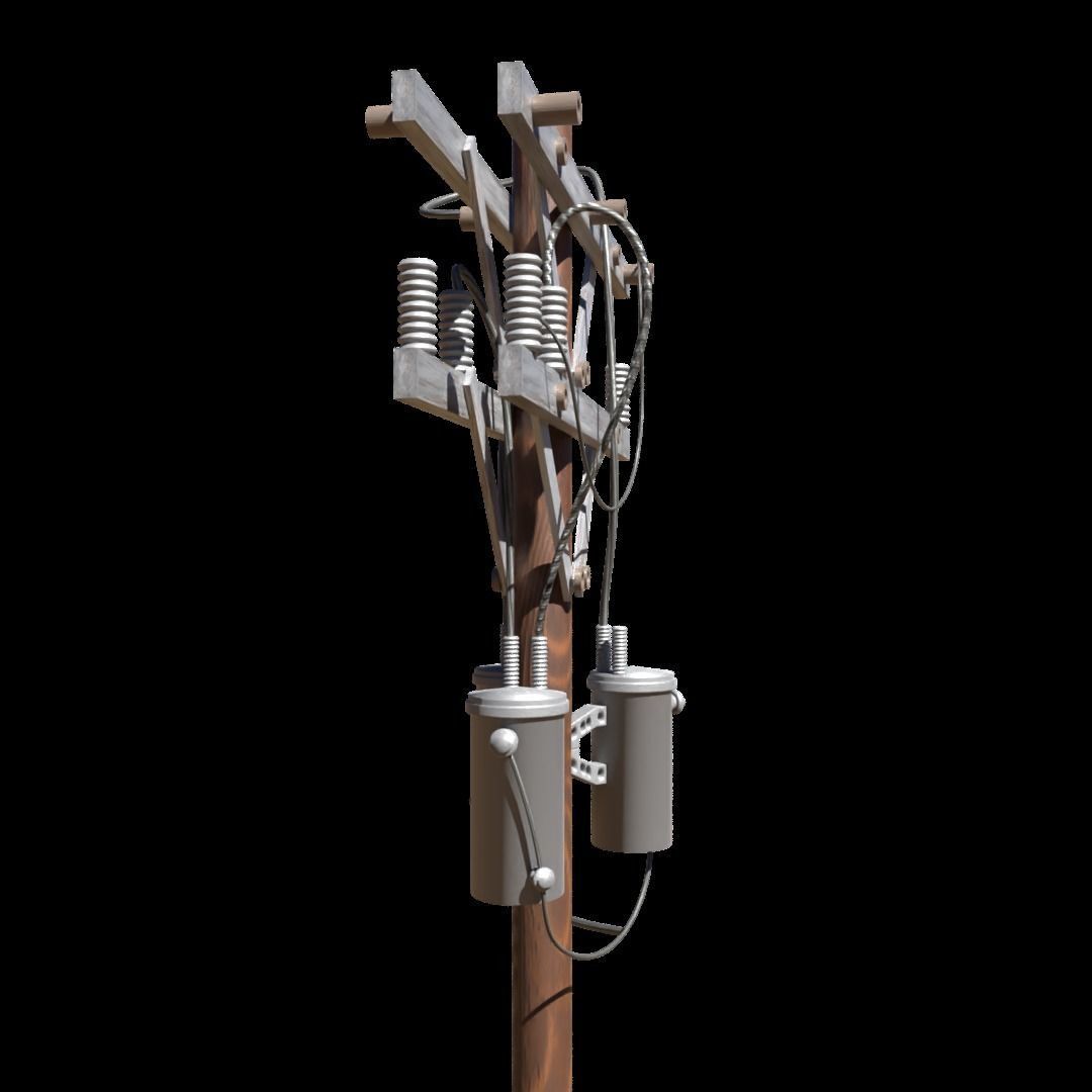 Low Poly Electric Post 3d Model 3D model_13