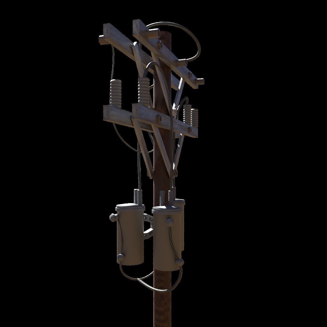 Low Poly Electric Post 3d Model 3D model_5