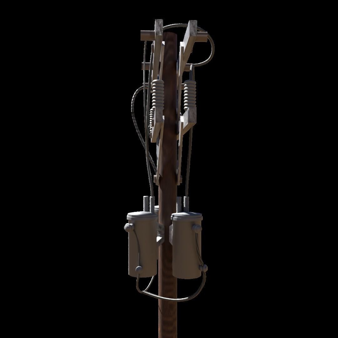 Low Poly Electric Post 3d Model 3D model_4