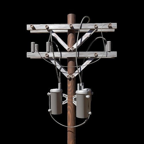 Low Poly Electric Post 3d Model 3D model