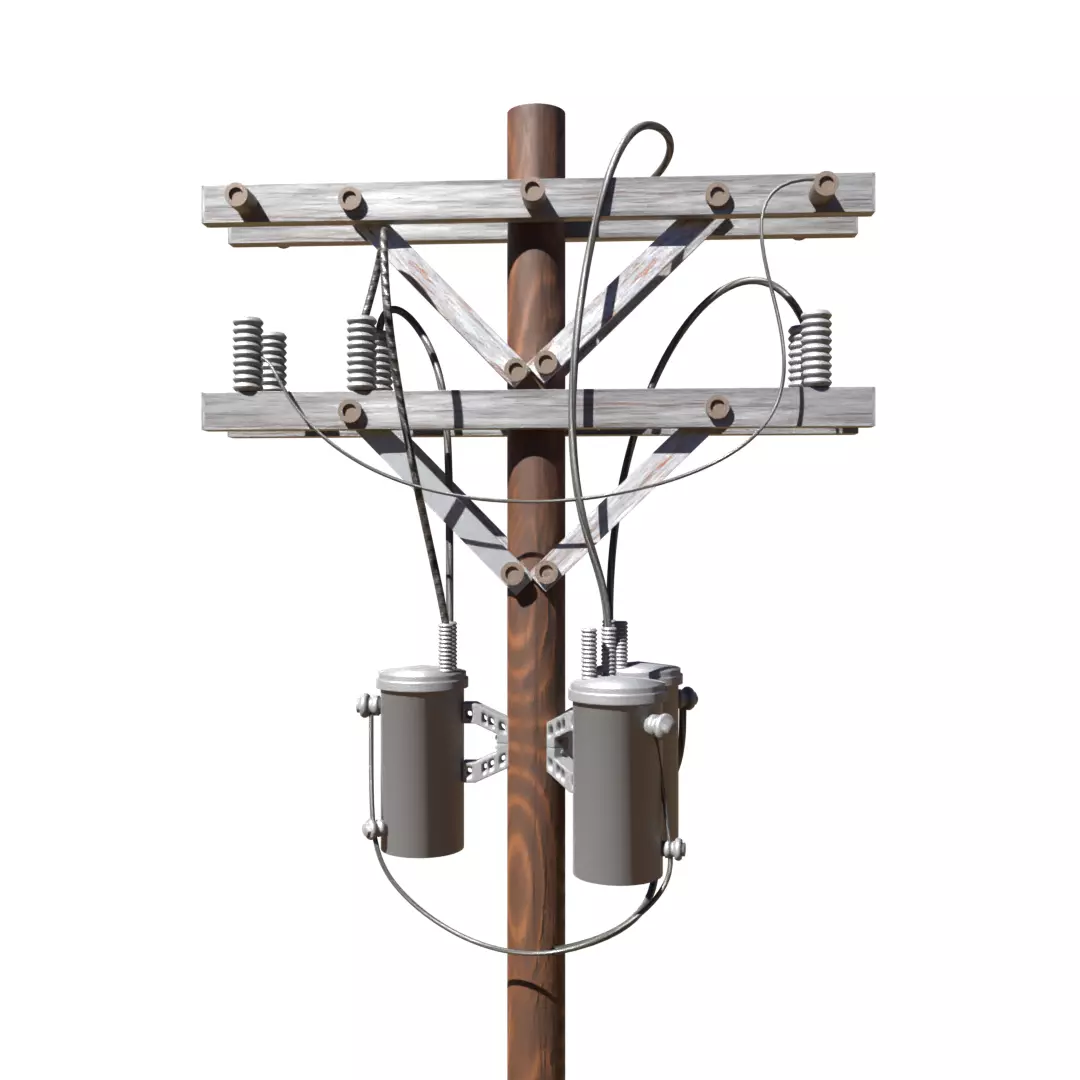 Low Poly Electric Post 3d Model 3D model_0