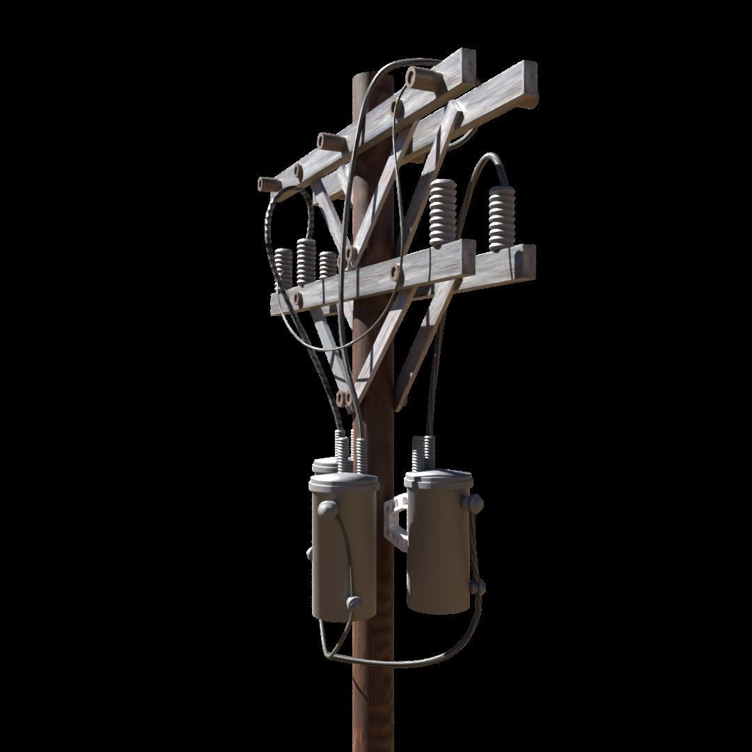 Low Poly Electric Post 3d Model 3D model_3