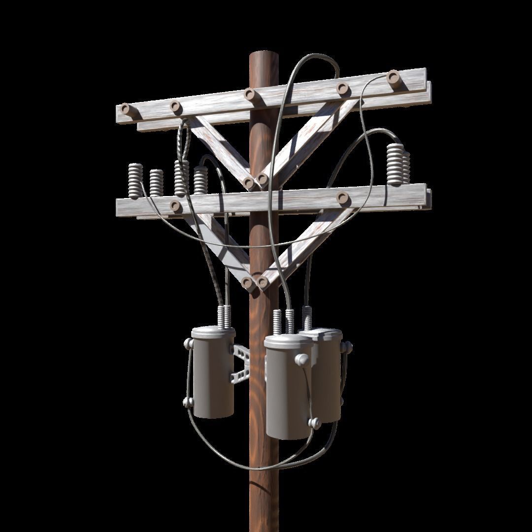 Low Poly Electric Post 3d Model 3D model_1