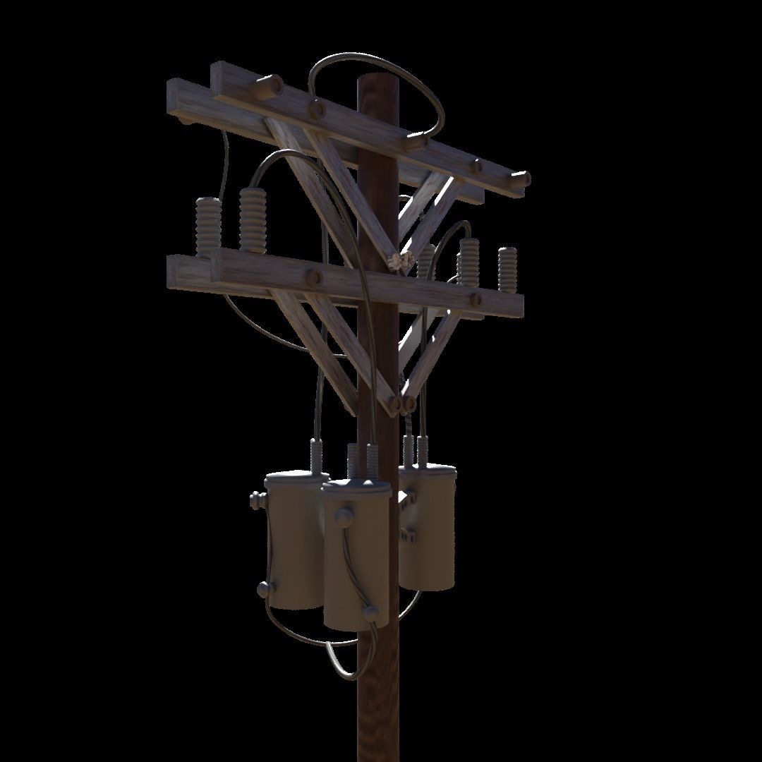 Low Poly Electric Post 3d Model 3D model_6