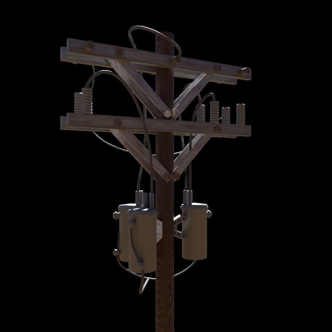 Low Poly Electric Post 3d Model 3D model_7