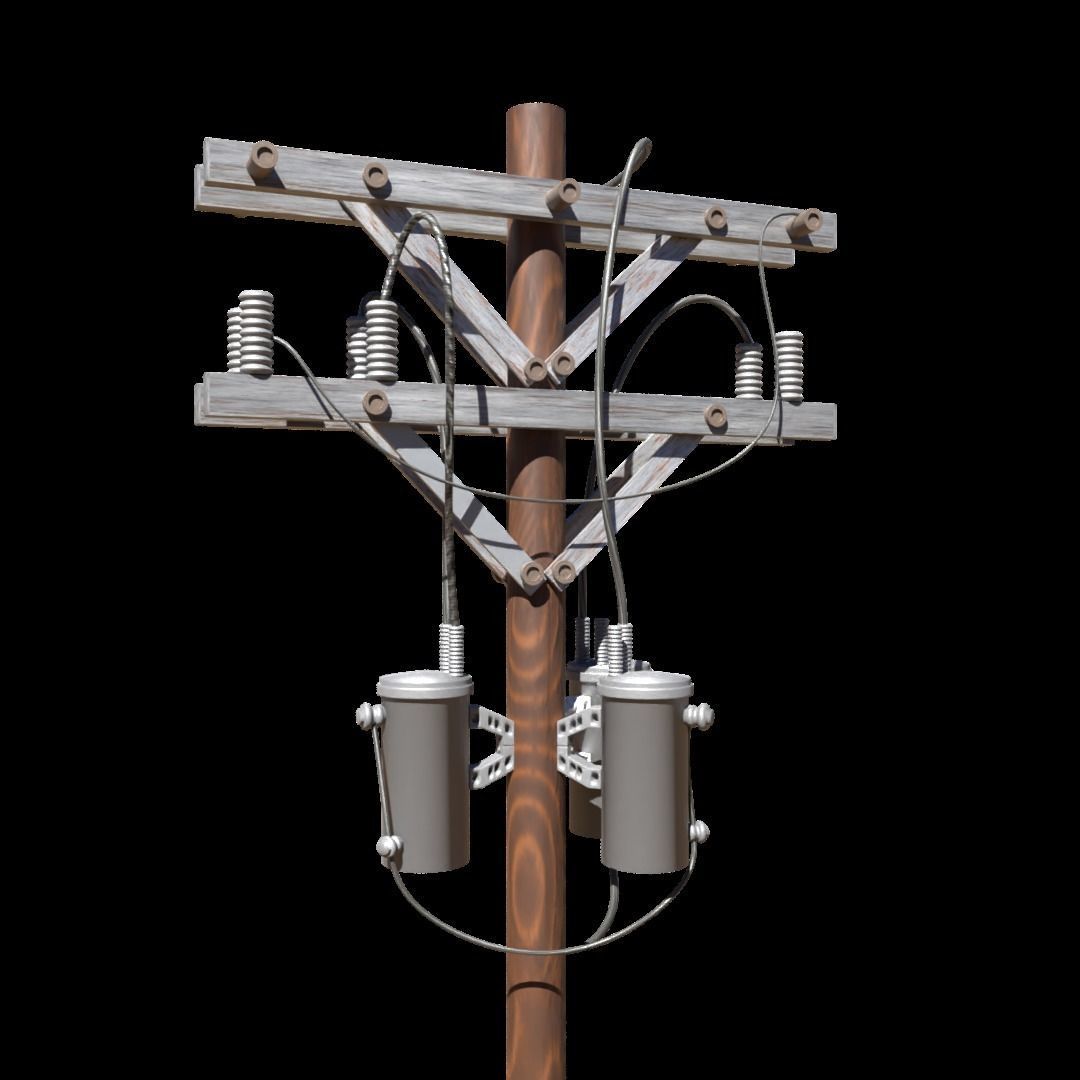 Low Poly Electric Post 3d Model 3D model_15