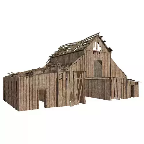 Wooden abandoned old raw barn da1 Low-poly 3D model