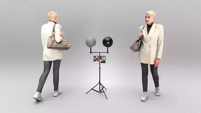 Walking woman with handbag 350 Low-poly 3D model