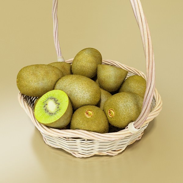 Kiwi Fruit in Basket 3D model_3