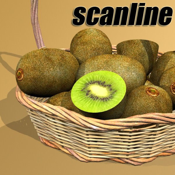 Kiwi Fruit in Basket 3D model_8
