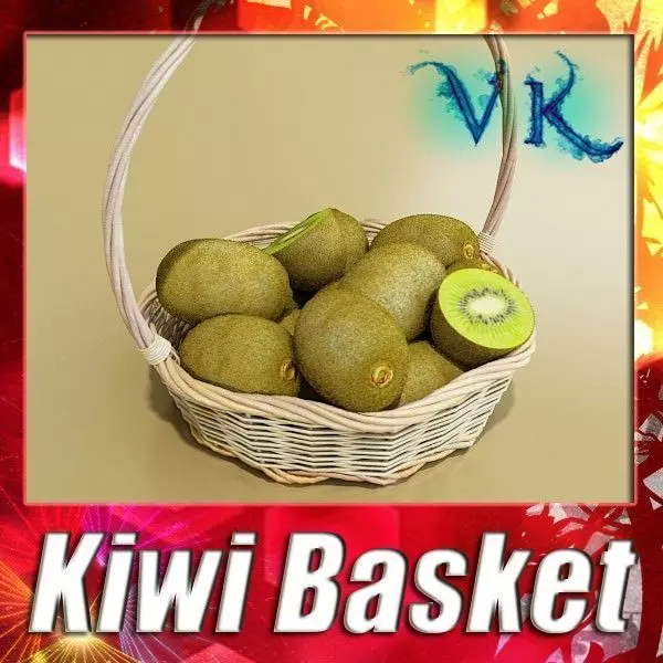 Kiwi Fruit in Basket 3D model_0