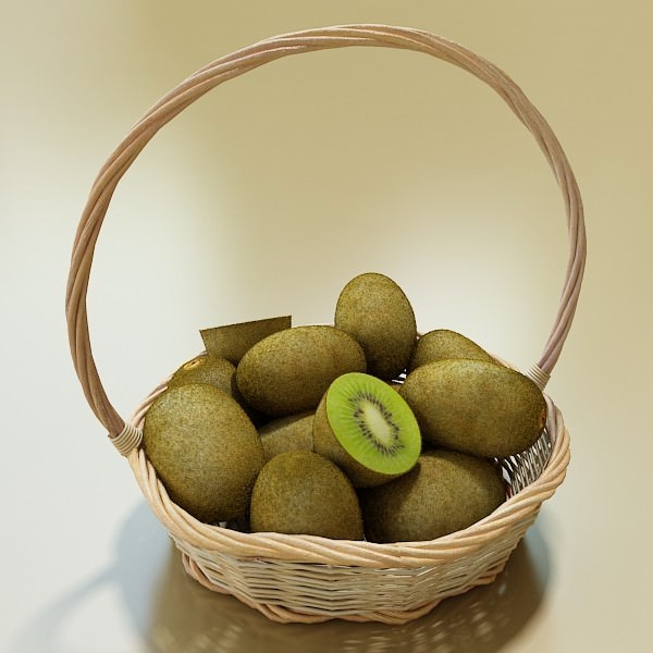 Kiwi Fruit in Basket 3D model_2