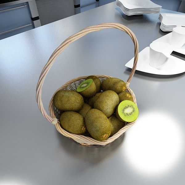 Kiwi Fruit in Basket 3D model_4