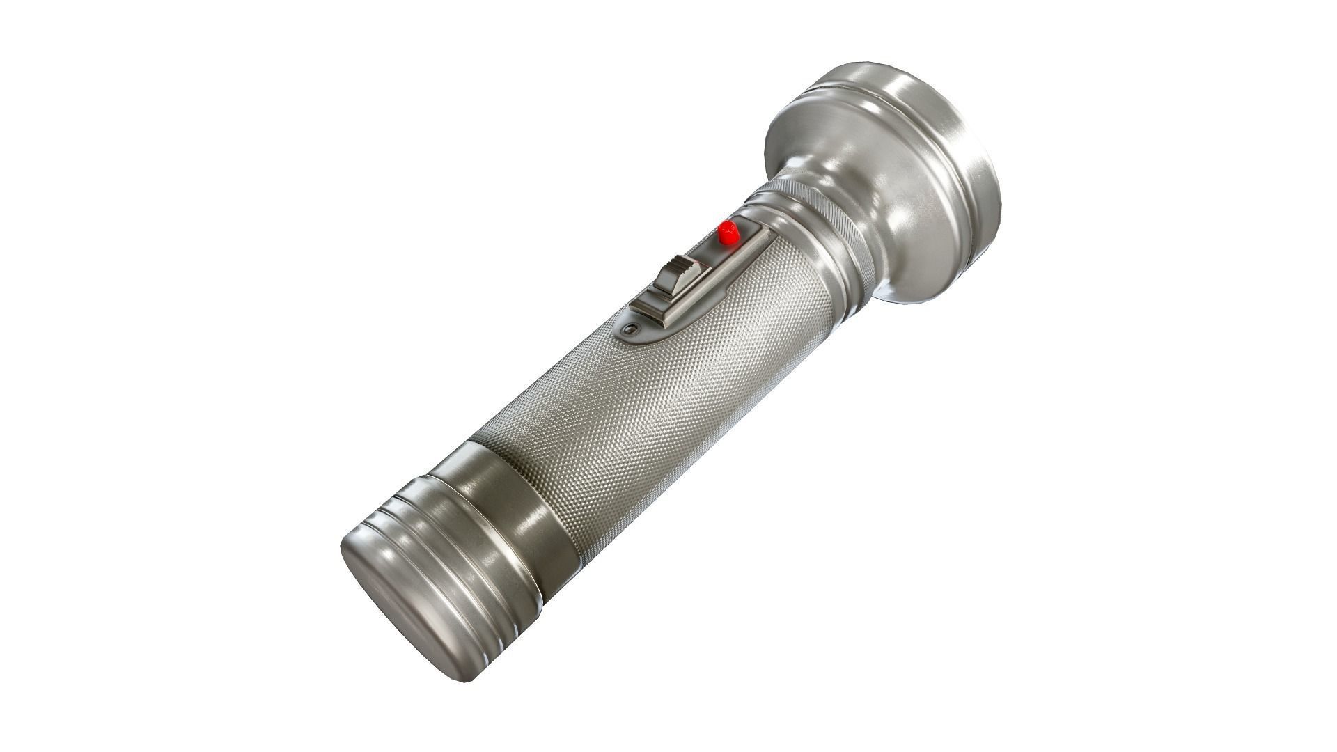 Vintage retro steel flashlight da1 Low-poly 3D model_1