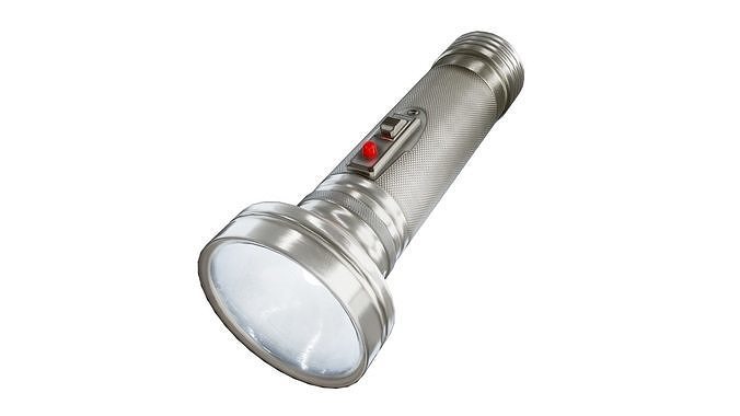 Vintage retro steel flashlight da1 Low-poly 3D model