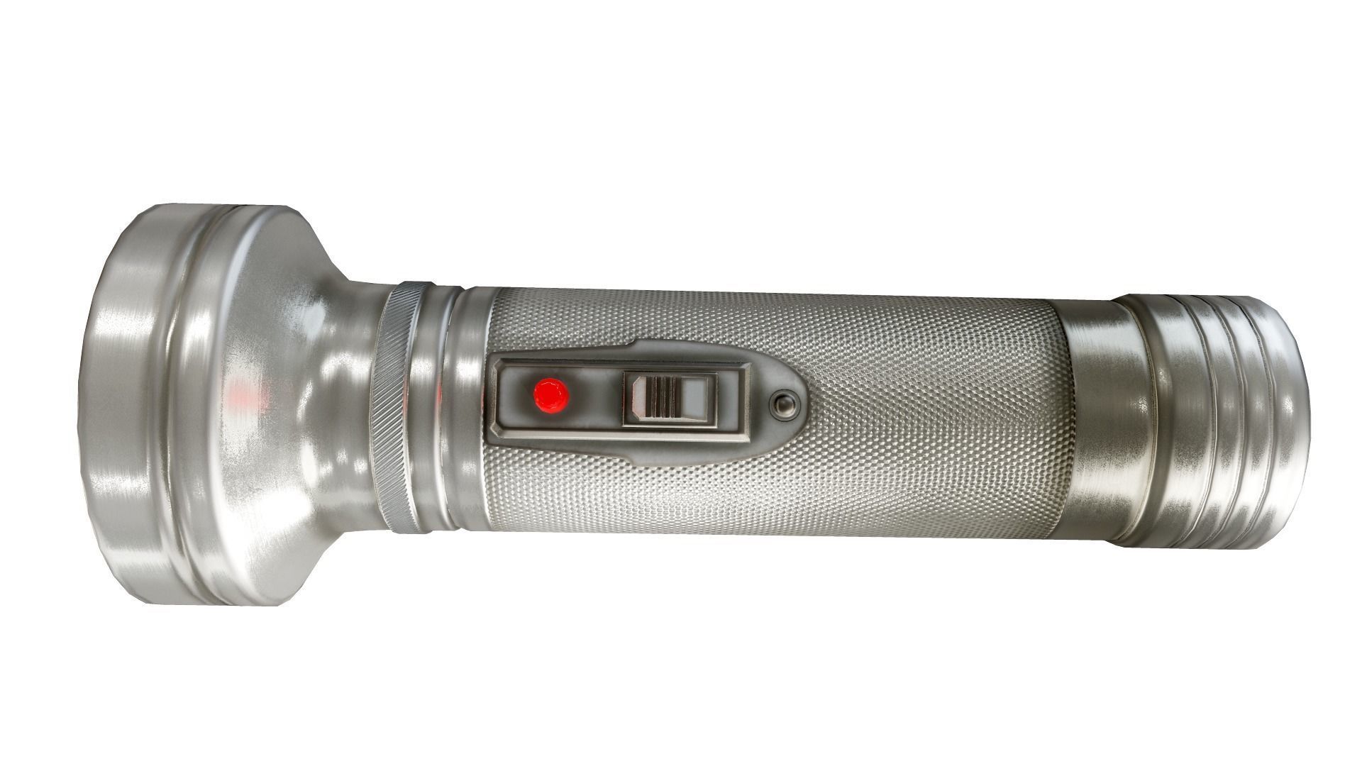 Vintage retro steel flashlight da1 Low-poly 3D model_2