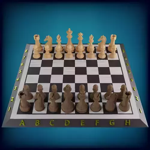 Wooden Chess PBR game ready