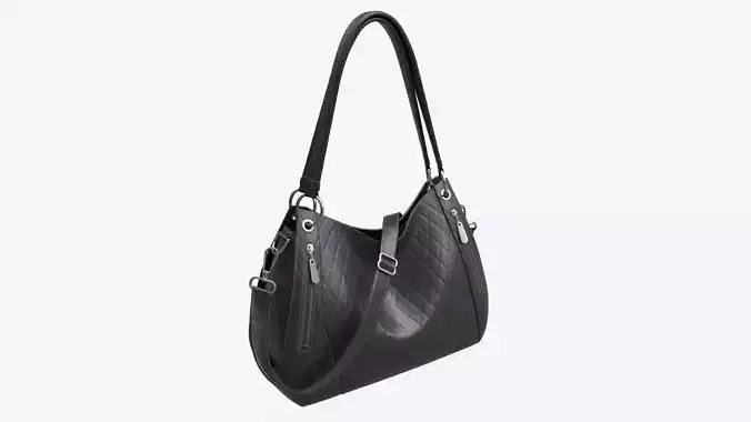 Women shoulder black leather bag