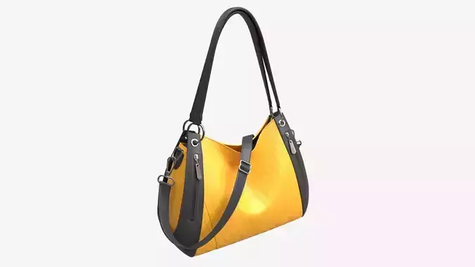 Women shoulder yellow leather bag