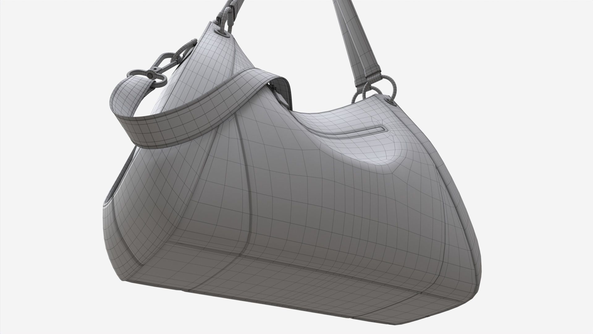 Women shoulder yellow leather bag 3D model_12