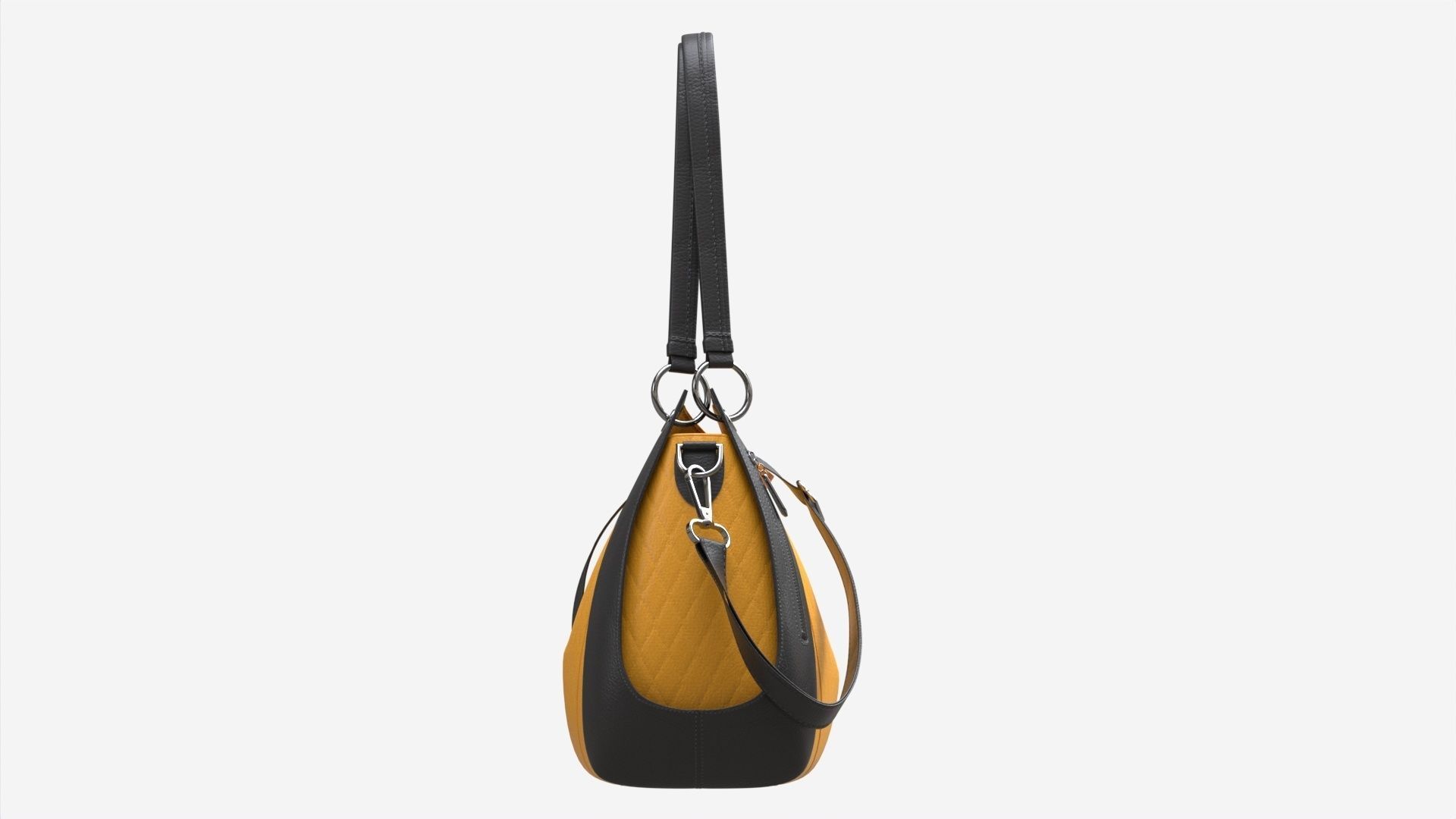 Women shoulder yellow leather bag 3D model_9