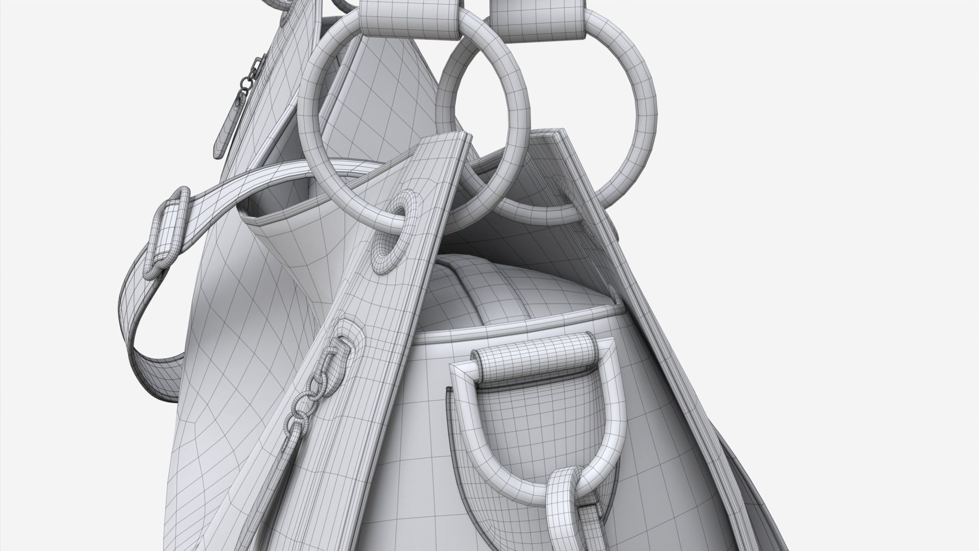 Women shoulder yellow leather bag 3D model_17