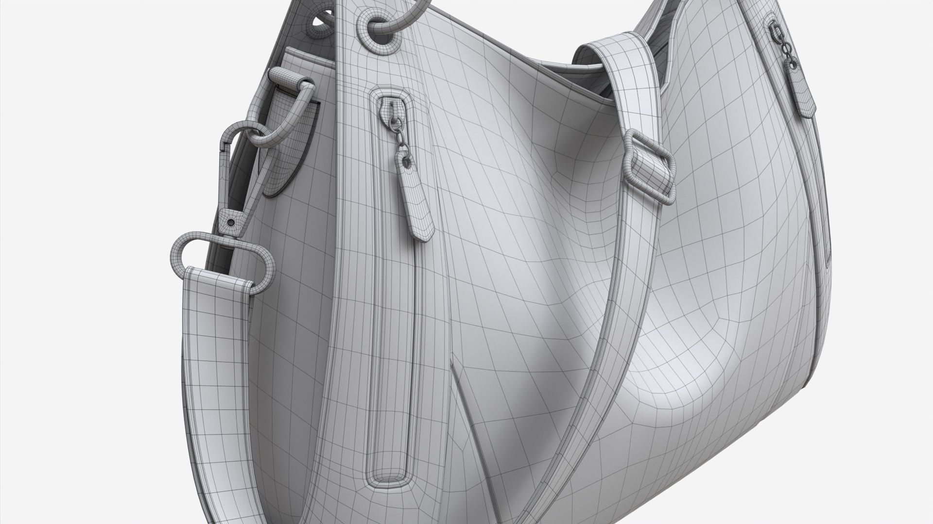 Women shoulder yellow leather bag 3D model_15