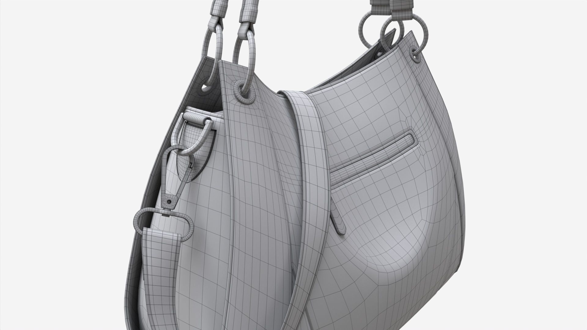 Women shoulder yellow leather bag 3D model_13