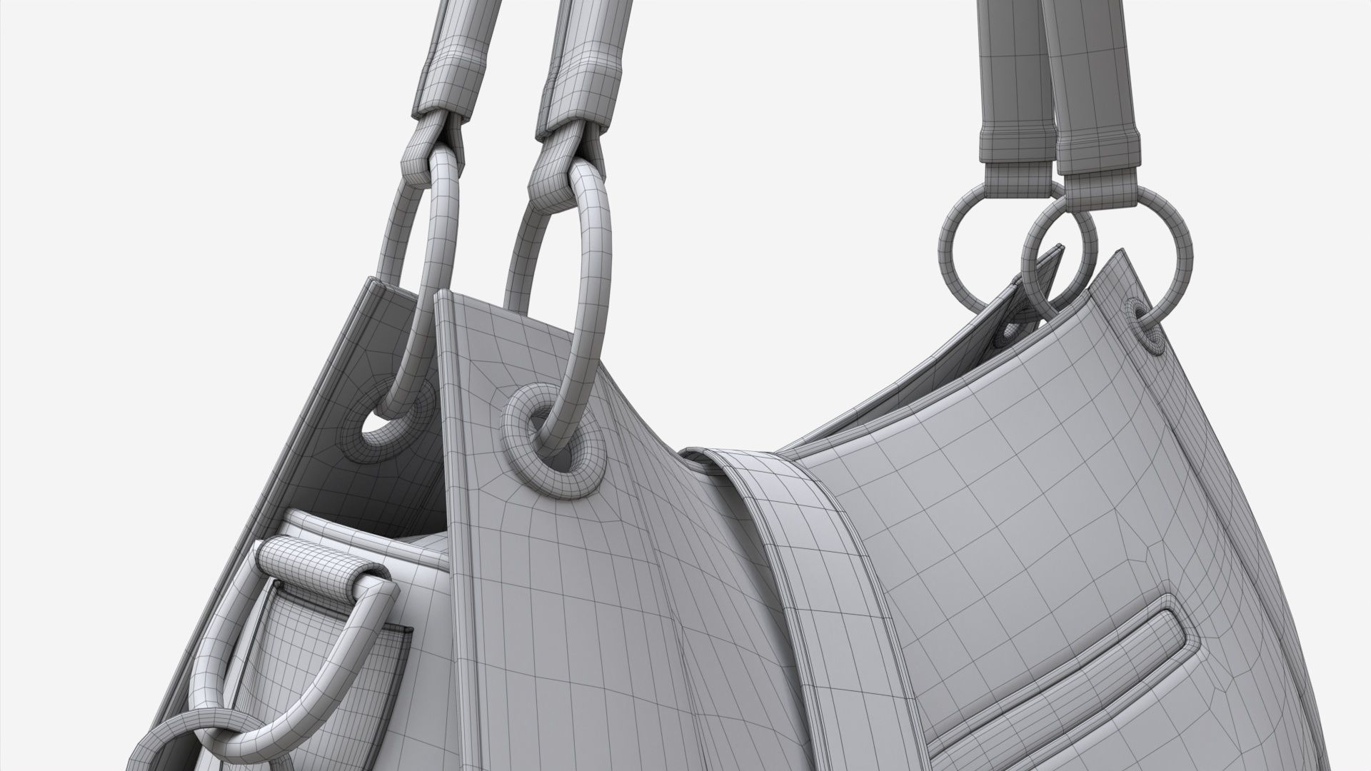 Women shoulder yellow leather bag 3D model_16