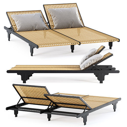 Lola rattan double sunbed LS11D by Bpoint Design  3D model