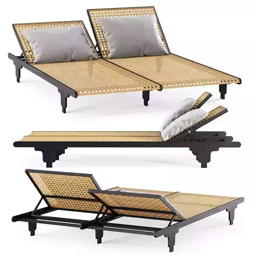 Lola rattan double sunbed LS11D by Bpoint Design  3D model