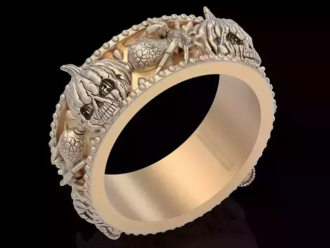 Skull pumpkin spider gold  printable jewelry 3d models