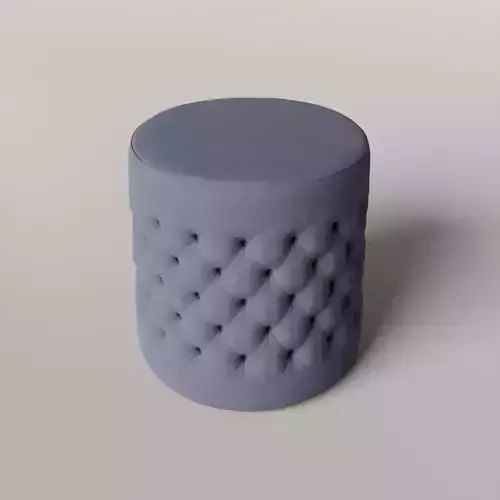 Upholstered Tufted ottoman stool round Blue 3D model