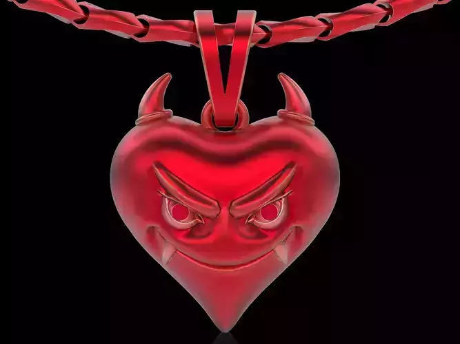 Evil heart Pendant Sculpture jewelry gold necklace silver