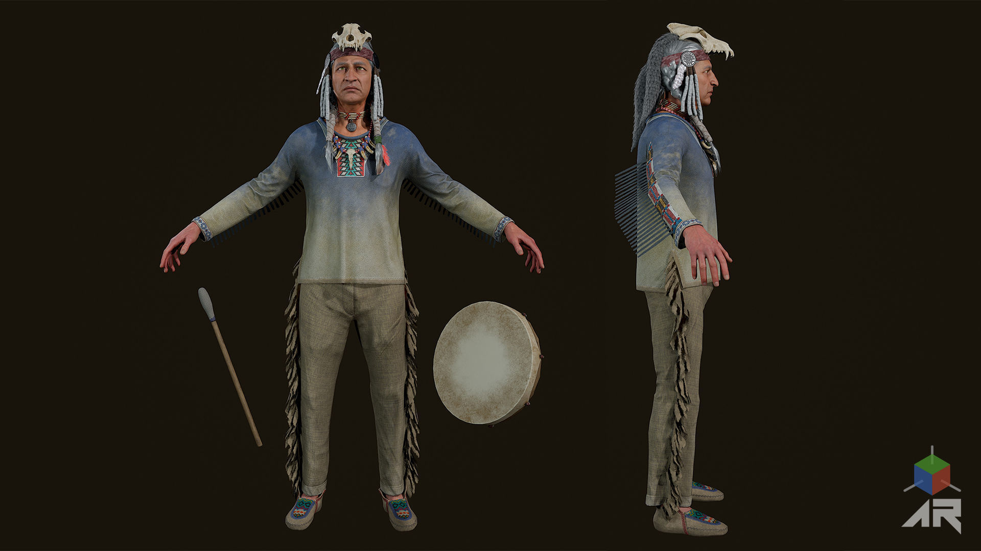Apache Shaman Low-poly 3D model_7
