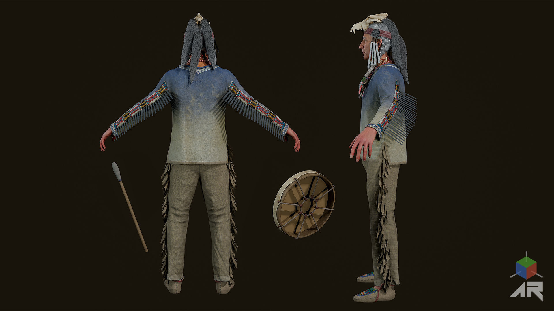 Apache Shaman Low-poly 3D model_9