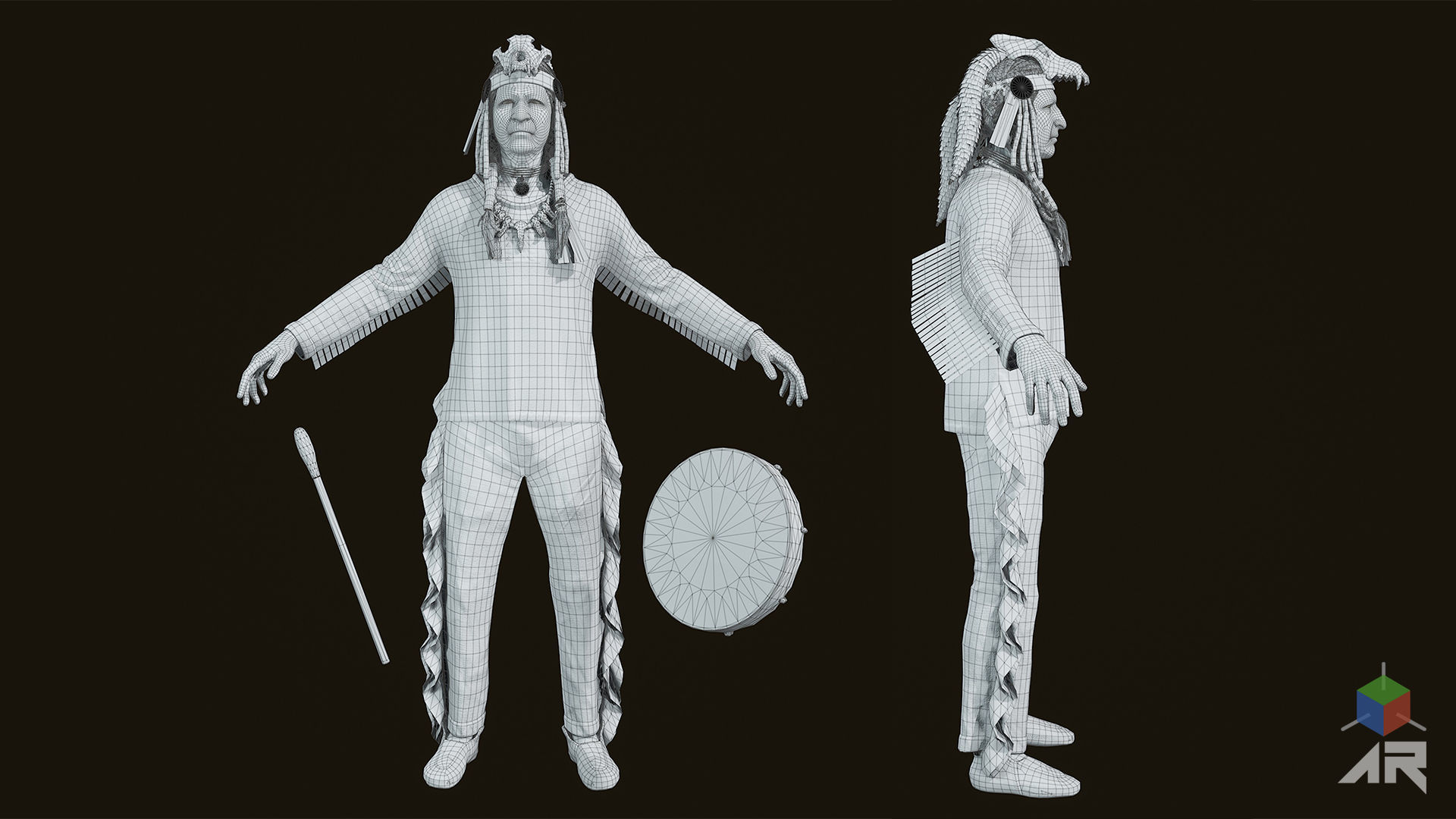 Apache Shaman Low-poly 3D model_8