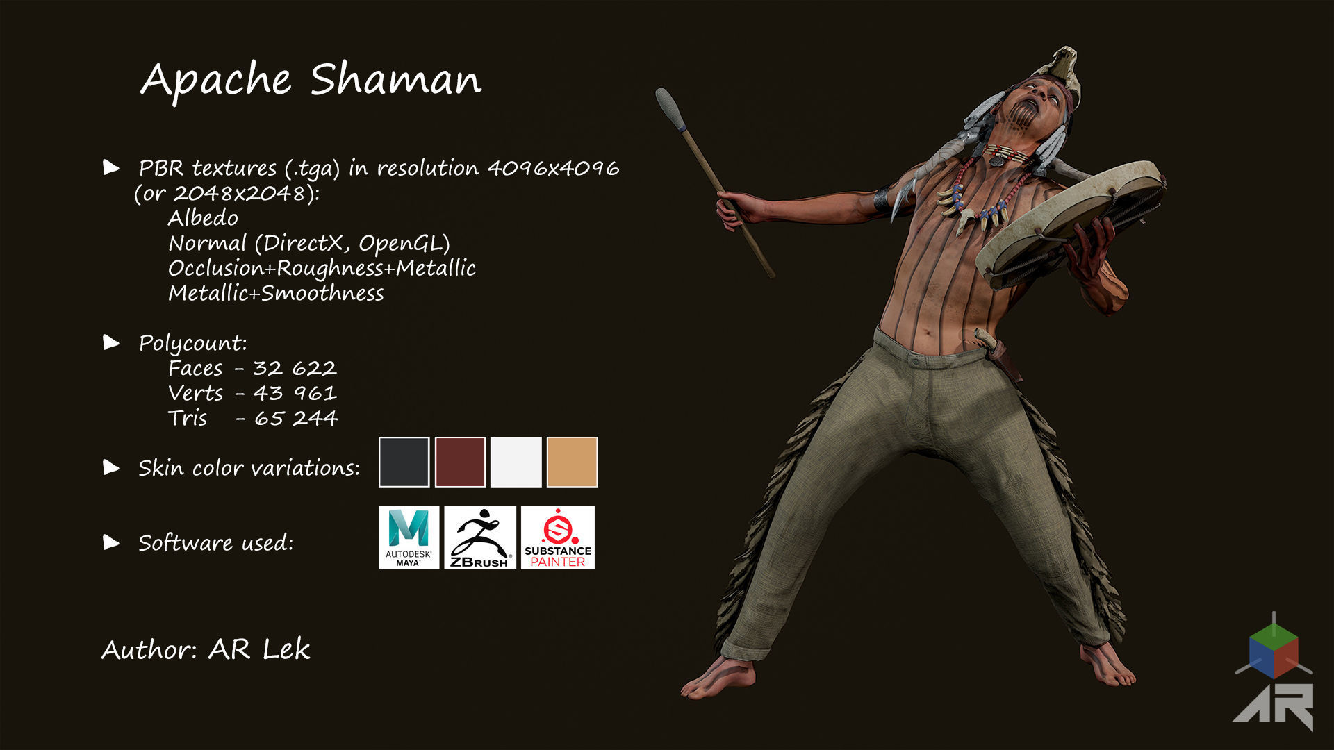 Apache Shaman Low-poly 3D model_4
