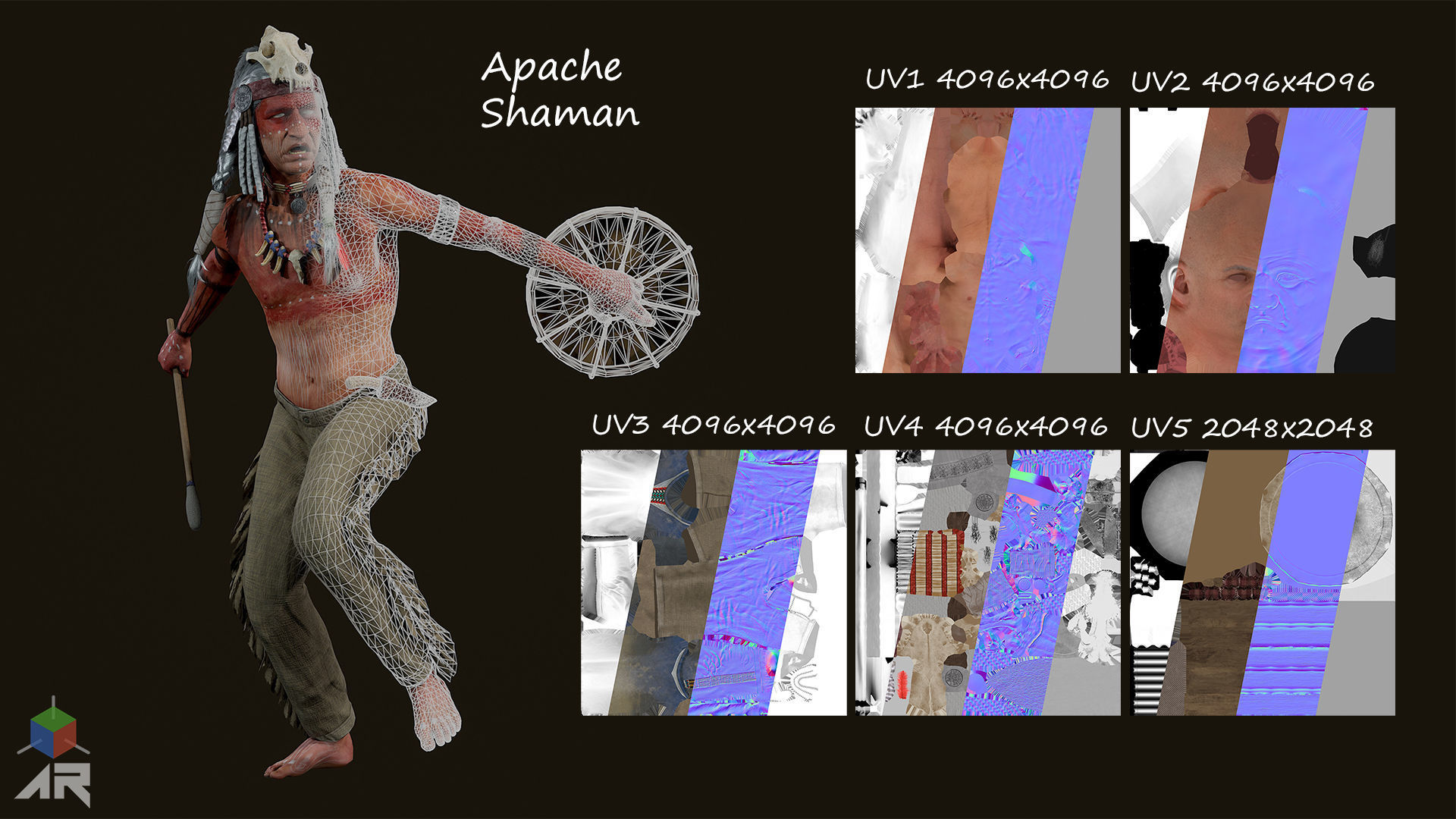 Apache Shaman Low-poly 3D model_5