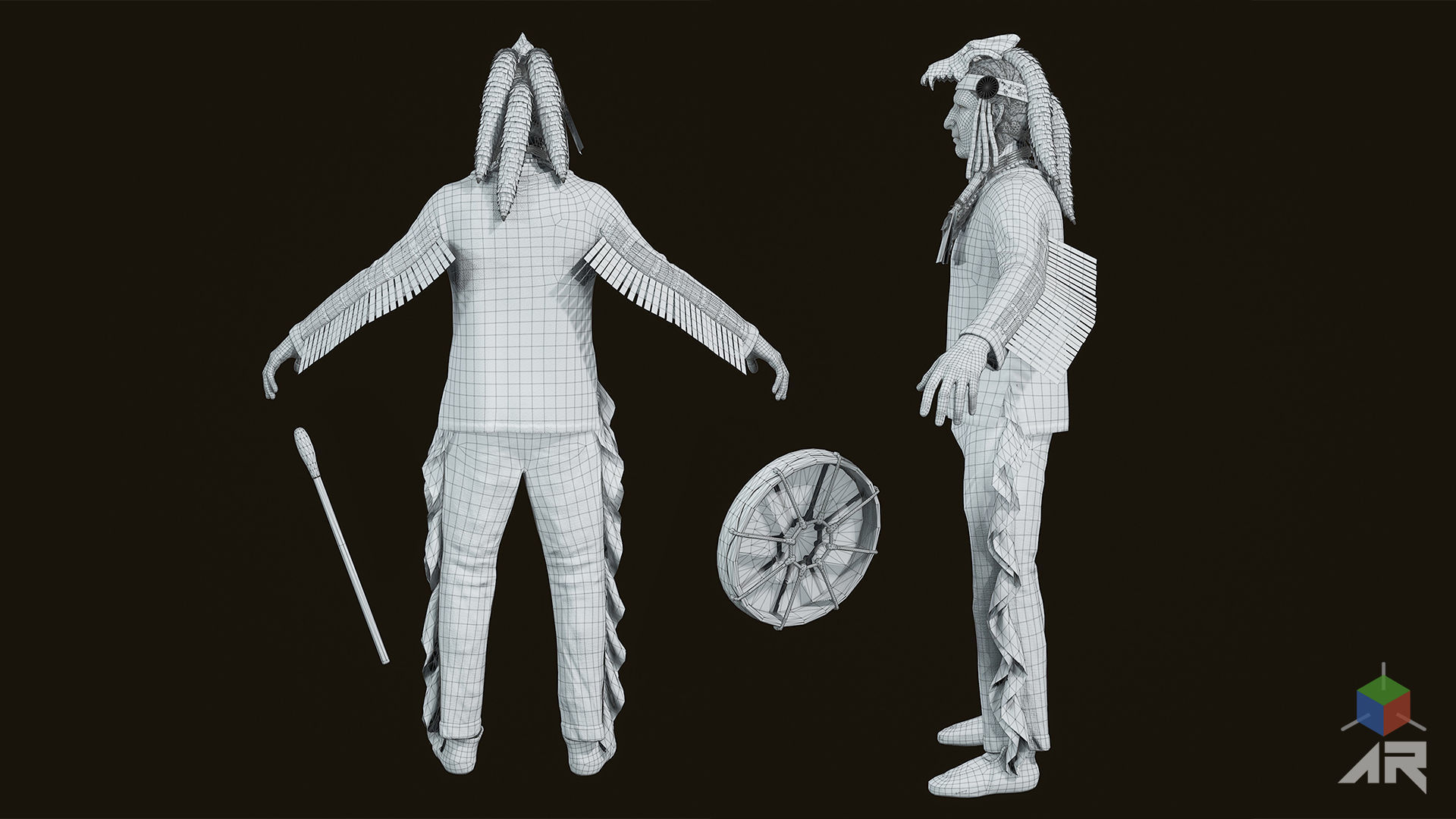 Apache Shaman Low-poly 3D model_10