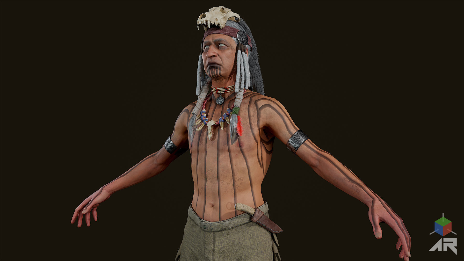 Apache Shaman Low-poly 3D model_12