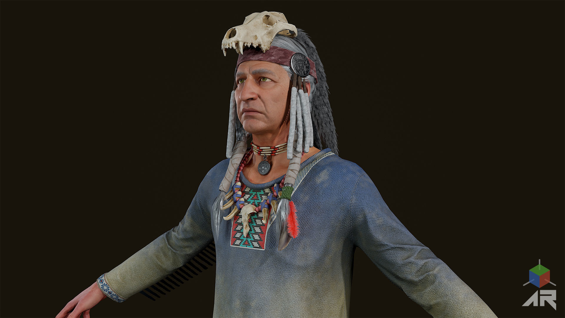 Apache Shaman Low-poly 3D model_13