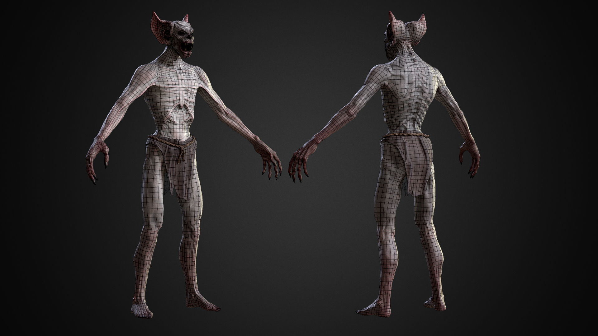 Vampire humanoid creature Low-poly 3D model_4
