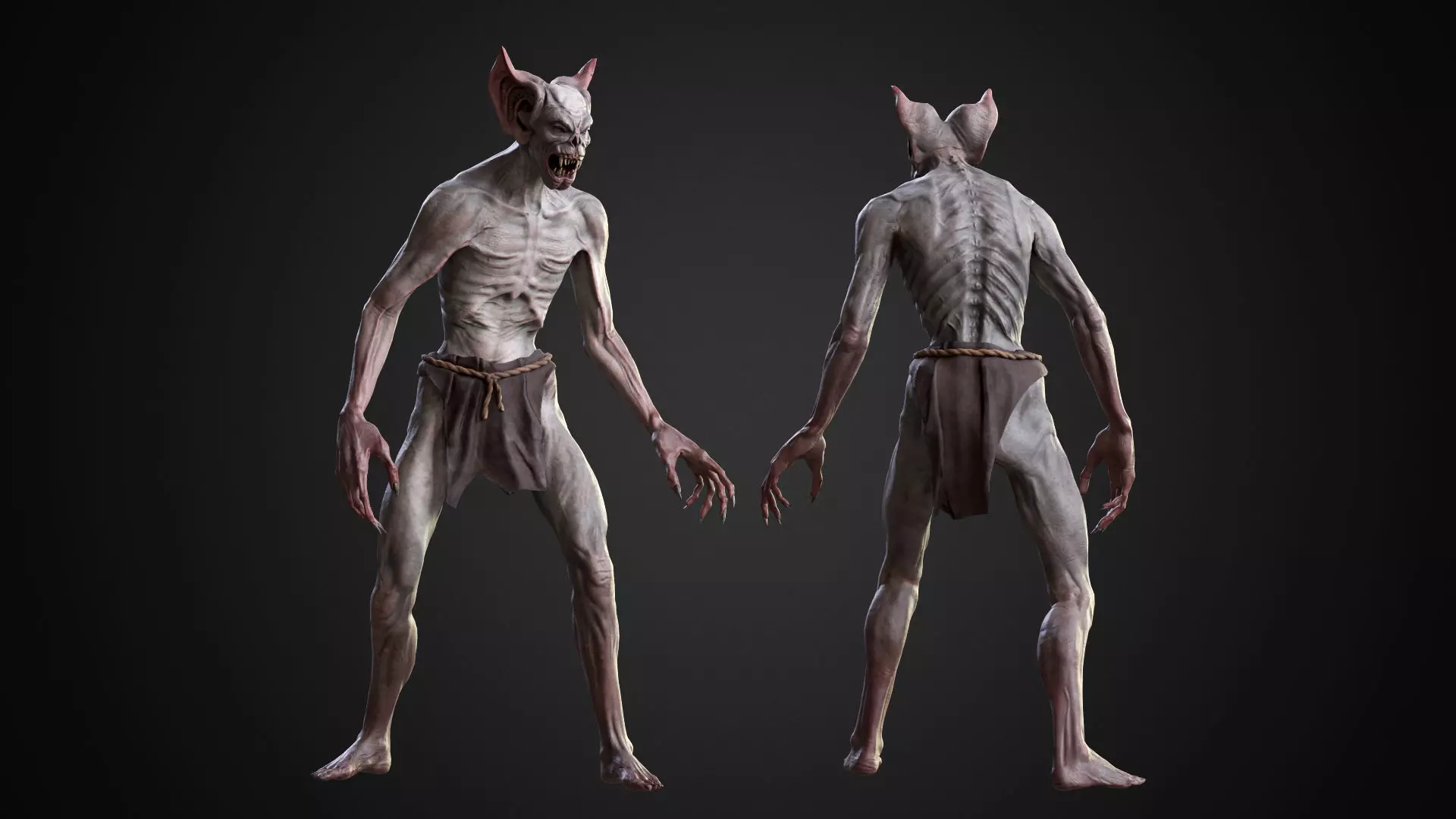 Vampire humanoid creature Low-poly 3D model_0