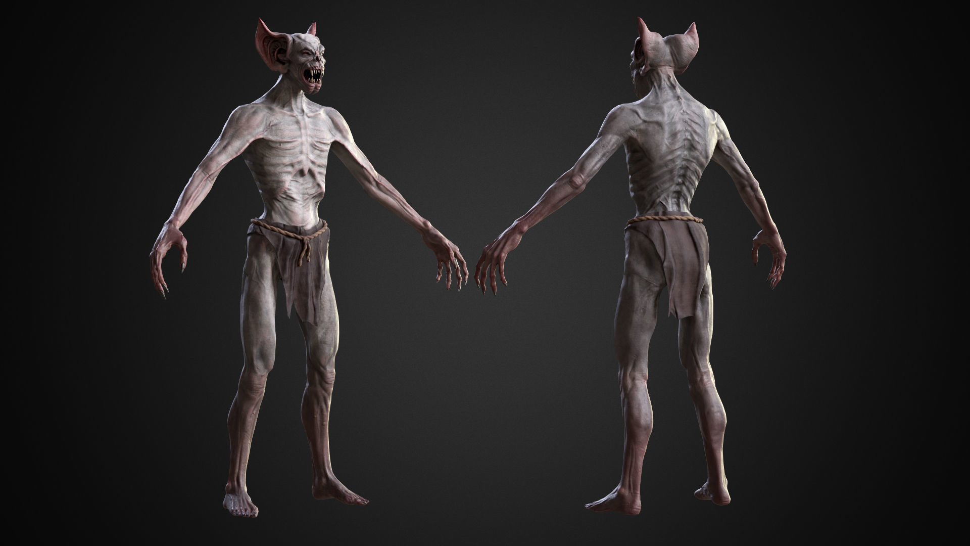 Vampire humanoid creature Low-poly 3D model_3