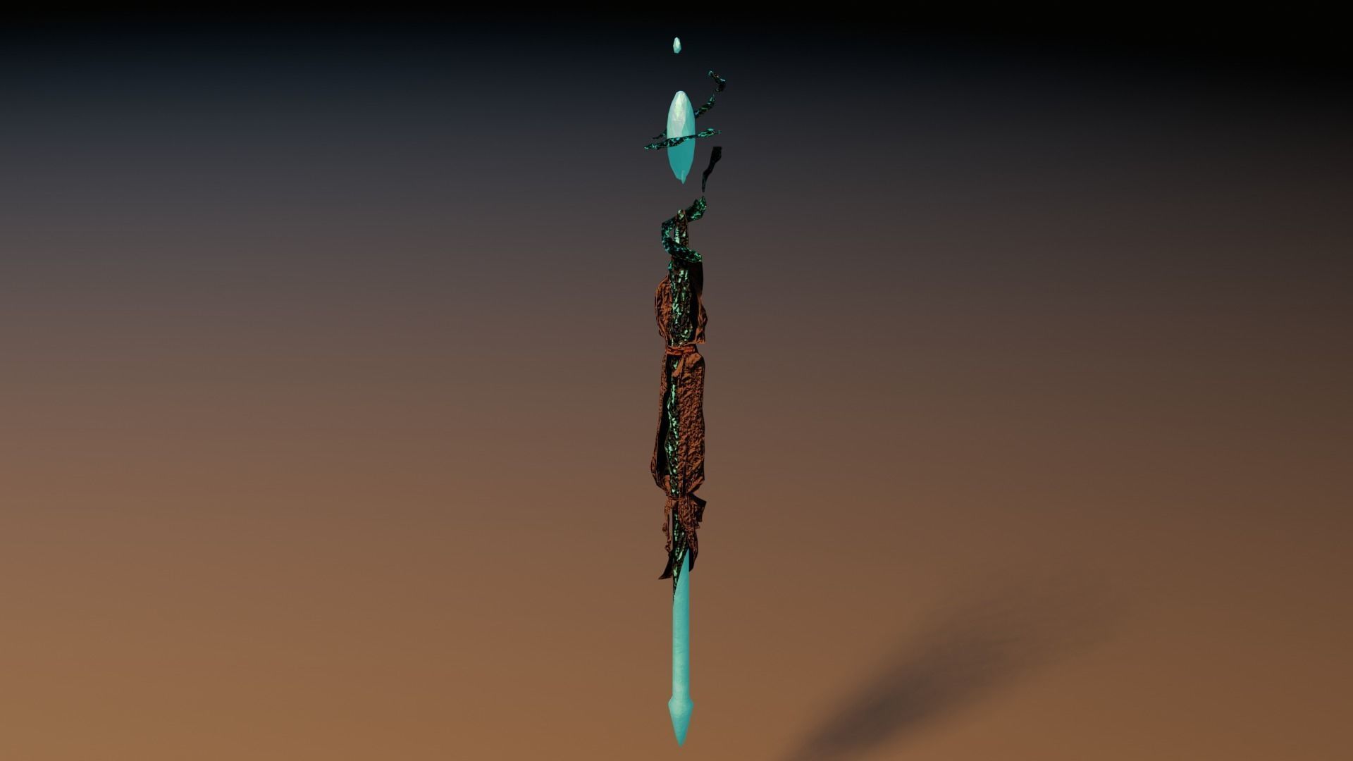 Magic staff Free low-poly 3D model_4