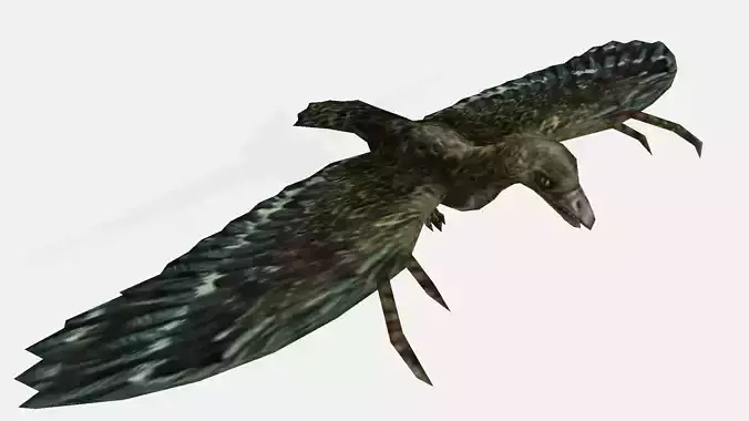 Archeosaur raven flying in sky