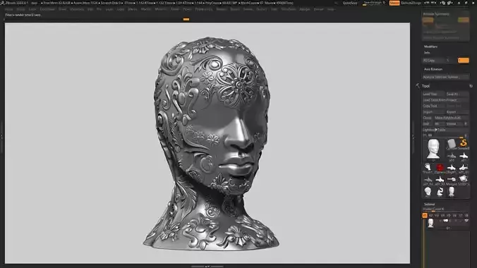 ornament modern head bust a01 3d print model 3D print model