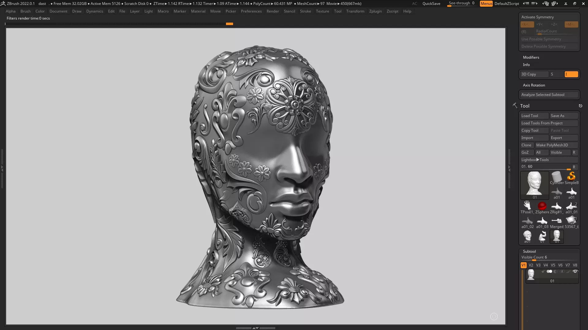 ornament modern head bust a01 3d print model 3D print model