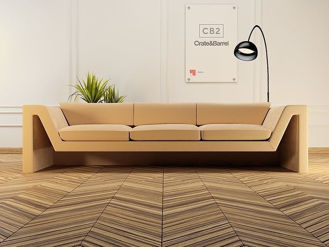 CB2 PERIMETER CAMEL SOFA 3D model